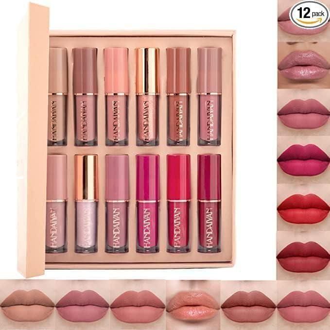 Velvet Matte Liquid Lipstick Set - Pack of 12 (Multicolor)