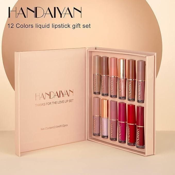 Velvet Matte Liquid Lipstick Set - Pack of 12 (Multicolor)